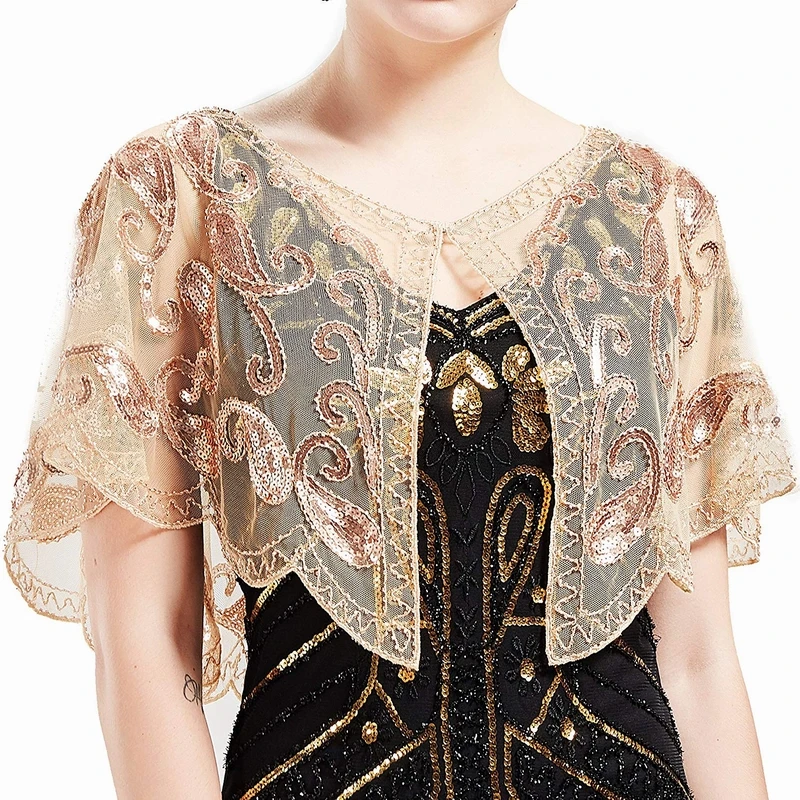 Женский заслонки с накидкой с пайетками в виде геометрических фигур из бисера 1920 нарядные платья с отложным воротником