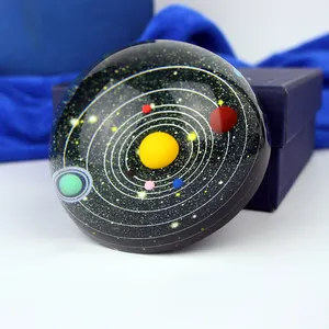 Galaxy 8 Gezegenler Güneş Sistemi Gezegen Kristal Yarım Topu Paperweight Dekor Astronomik Eğitim Hediye