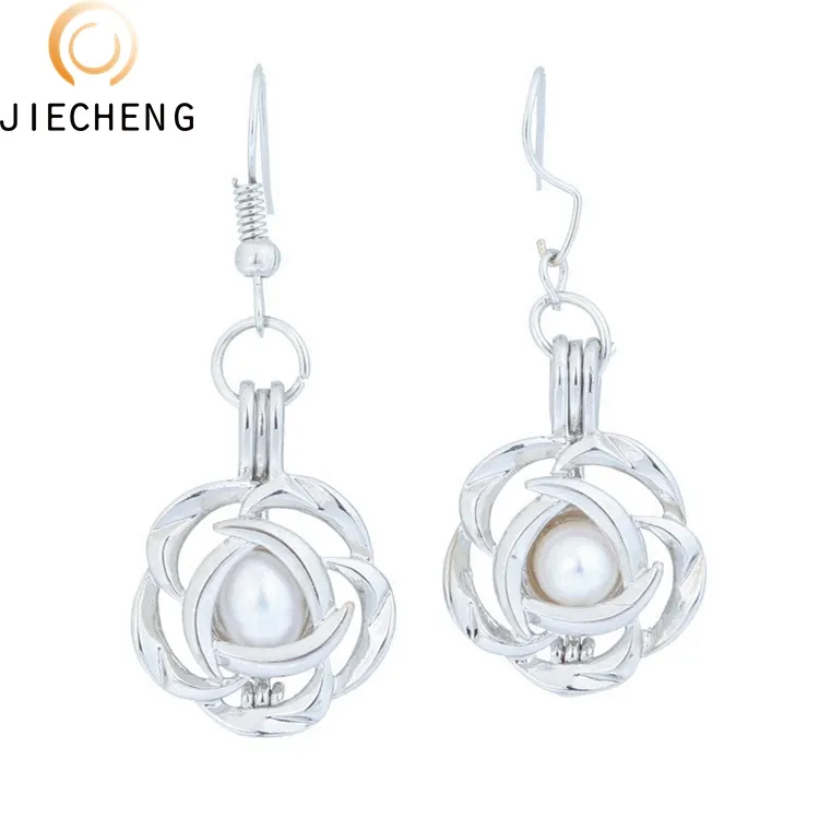 16 en gros style de mode crochet plaqué argent perle cage oyster boucle d'oreille importé de chine Femmes Bijoux