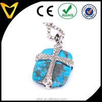 Nouveau Design à la mode croix celtique et collier de pierres précieuses, collier de prière sur mesure grand collier de pierres précieuses turquoise