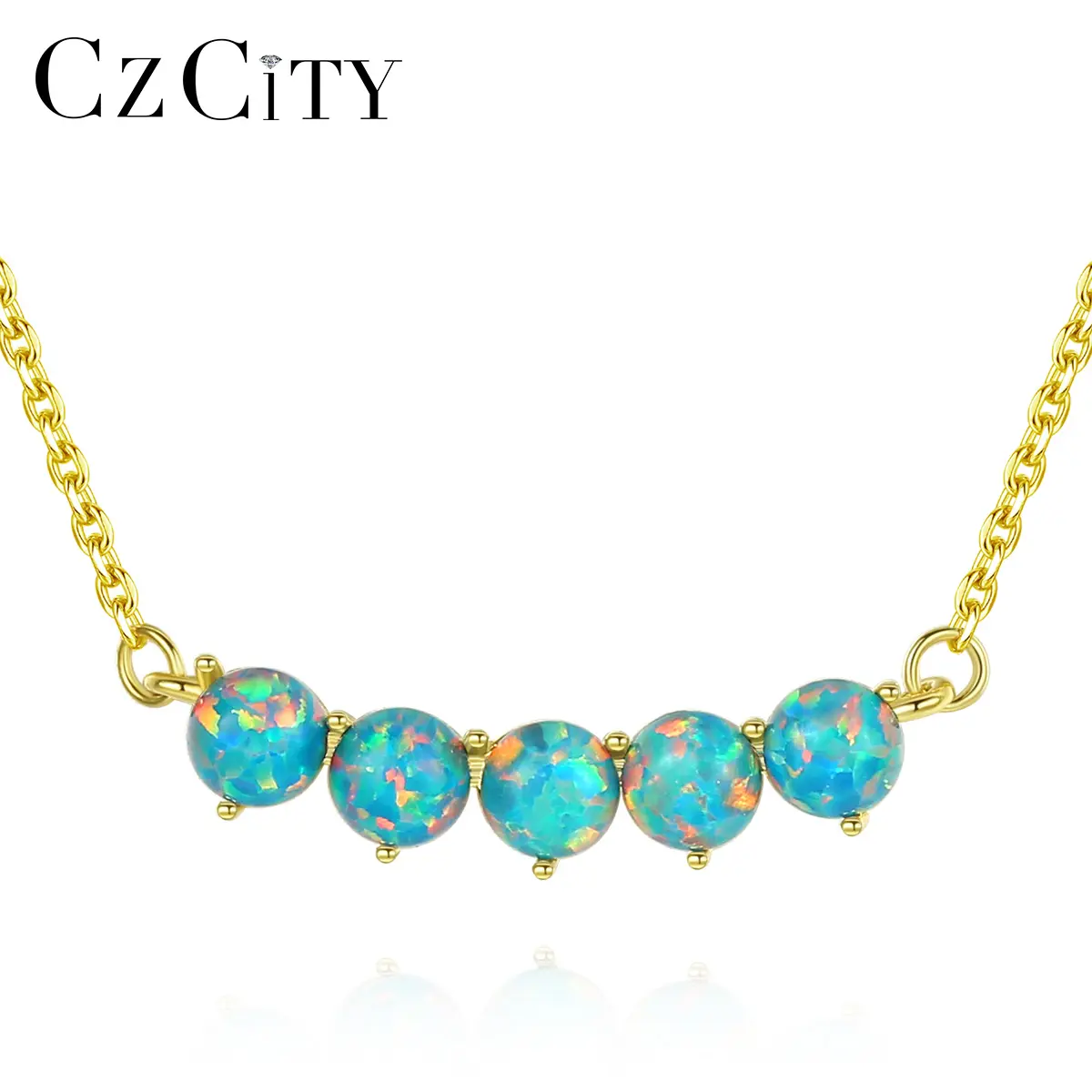 CZCITY Großhandel 925 Sterling Silber Herzform Edelstein Opal Halskette Mode Halskette