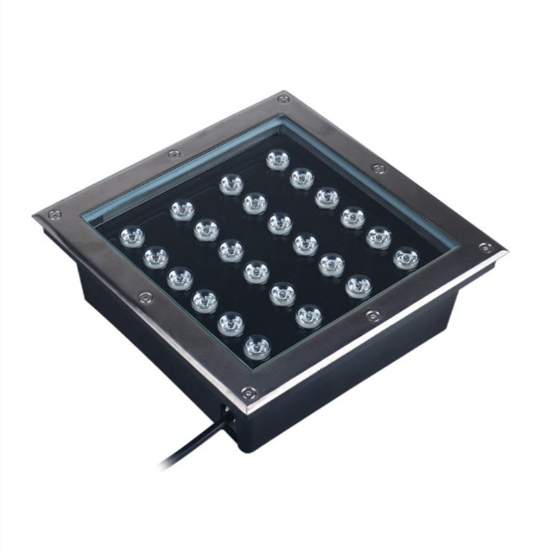 24W Square kubur lanskap luar ruangan taman DMX512 IP67 RGB Inground tersembunyi RGBW Led lampu bawah tanah