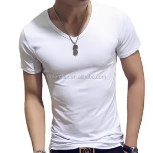 Hot Koop Korte Mouw Effen T-shirts V Vormige Casual T Shirts Mannen Kleding 2019