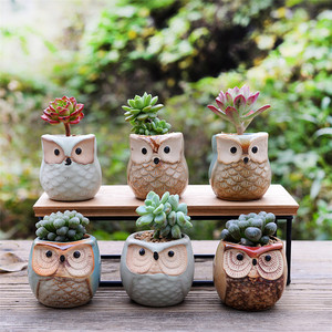 Jardinière de hibou en céramique écologique avec base en glaçure coulante Pot de plante succulente au design moderne de haute qualité à usage intérieur <span class=keywords><strong>pour</strong></span> le sol - Product Image 3