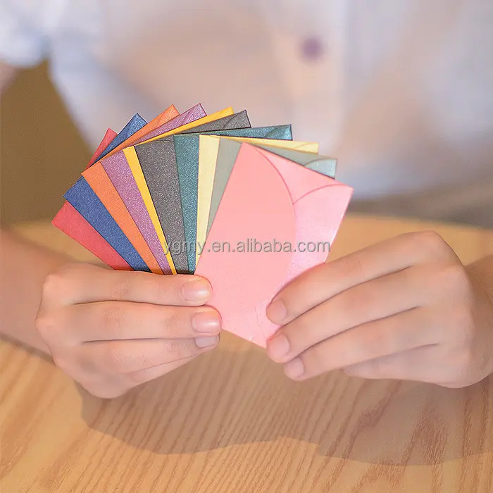 Винтажные маленькие цветные жемчужные пустые бумажные мини-конверты для свадебного приглашения/позолоченный конверт/13 цветов