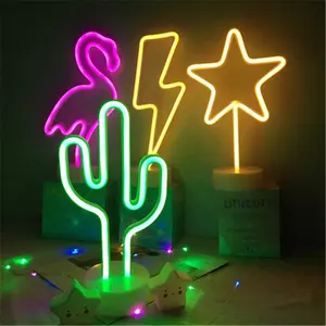 Lampu Neon Kaktus LED Hijau Desktop Kustom Natal Grosir