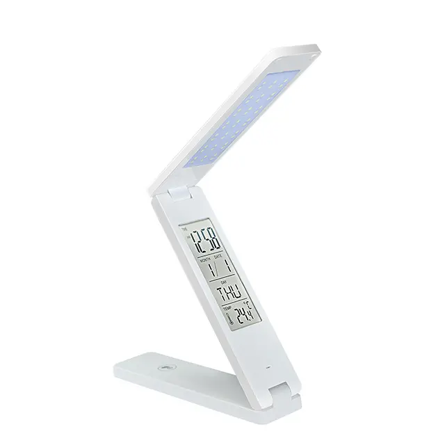 Lampada da tavolo A LED con batteria ricaricabile USB lampada Da Tavolo con orologio, calendario, temperatura