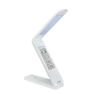 LED Bảng Đèn Với Pin Có Thể Sạc Lại USB Bàn Đèn Với Đồng Hồ, Lịch, Nhiệt Độ