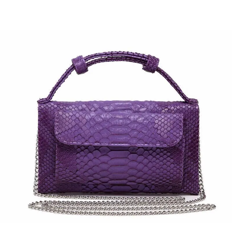 Luxury Genuine Python Leather Hand Bags Cross Body Shoulder Bag Snakeskin Designer Day Clutch Chain Crossbody Bag