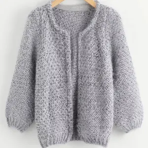 Damen Mohair mit Rundhals ausschnitt Langarm Flauschige Fuzzy Loose Pullover Pullover Tops