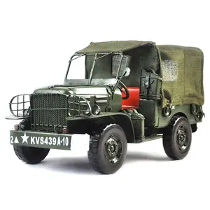 1944 verde Jeep del ejército WC 51 1:14 escala Bar decoración vehículo juguetes de Metal Vintage coche Jeep modelo coleccionable