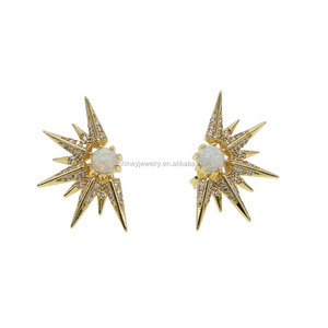 Bijoux féminins luxueux et charmants, clous micro-pavés, <span class=keywords><strong>pierre</strong></span> d'accent en opale, boucles d'oreilles pour femmes 2023 - Product Image 3
