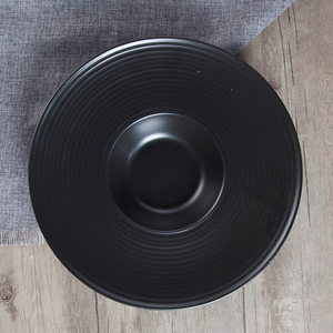 Plato de porcelana con borde ancho, <span class=keywords><strong>platos</strong></span> de <span class=keywords><strong>Pasta</strong></span> de color negro mate - Product Image 4