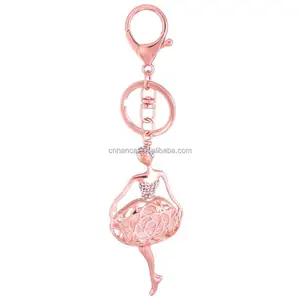 Fashion Dancing Angel Rhinestone Crystal Keychains Ballerina Girl Ball Keychain For Women Bag Car Pendant Key Chain Ring Jewelry