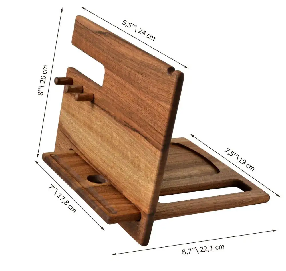 أشكال خشبية نقالة هاتف محمول حامل حامل ساعات الهاتف متعدد الوظائف طاولة خشبية محطة لرسو السفن