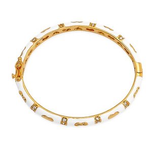 Grosir gelang perhiasan wanita gelang hati Enamel putih buatan tangan berlapis emas 18K