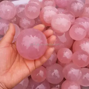 Boule de cristal rose de quartz poli, 1 pièce, boule de roche naturelle