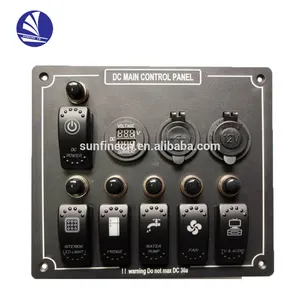 Arine Boat RV DC 12V Entrada 5 pines azul LED ON-OFF con enchufe USB 4.8A impermeable 8 Gang Rocker Switch Panel