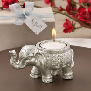 Plata buena suerte elefante indio candelita vela favores de la boda