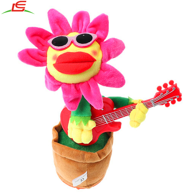 Singing Dancing Sunflowers Guitar Soft Plush Potted Funny Electric Musical Christmas Birthday Toys