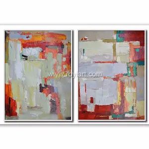 Set Van 2 Eigentijdse Wanddecoratie Grote Abstracte Groep Canvas Kunst Olieverfschilderij