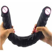 Dildo Doble Grande Negro para Adultos, Diseño Flexible, Juguete Sexual Realista para Mujeres y Parejas, Placer Íntimo