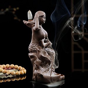 Garden Ceramic Mermaid <strong>Incense</strong> Holder Backflow <strong>Incense</strong> <strong>Burner</strong> <strong>Incense</strong> <strong>Cones</strong> Stick Holder, Ideal for Yoga Room, Home Decoration 3 - Product Image 3