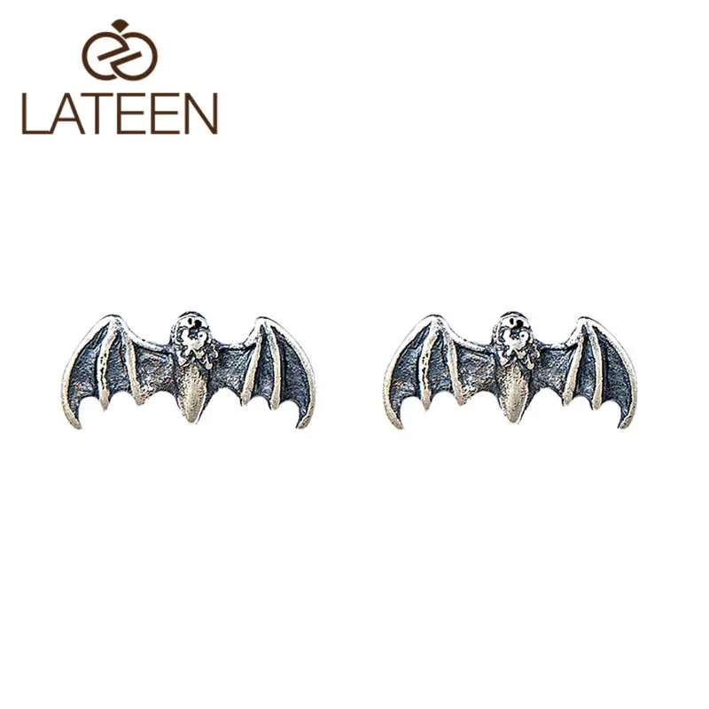 High Quality 925 Silver Bat Animal Stud Earrings for unisex Halloween Gothic Earring