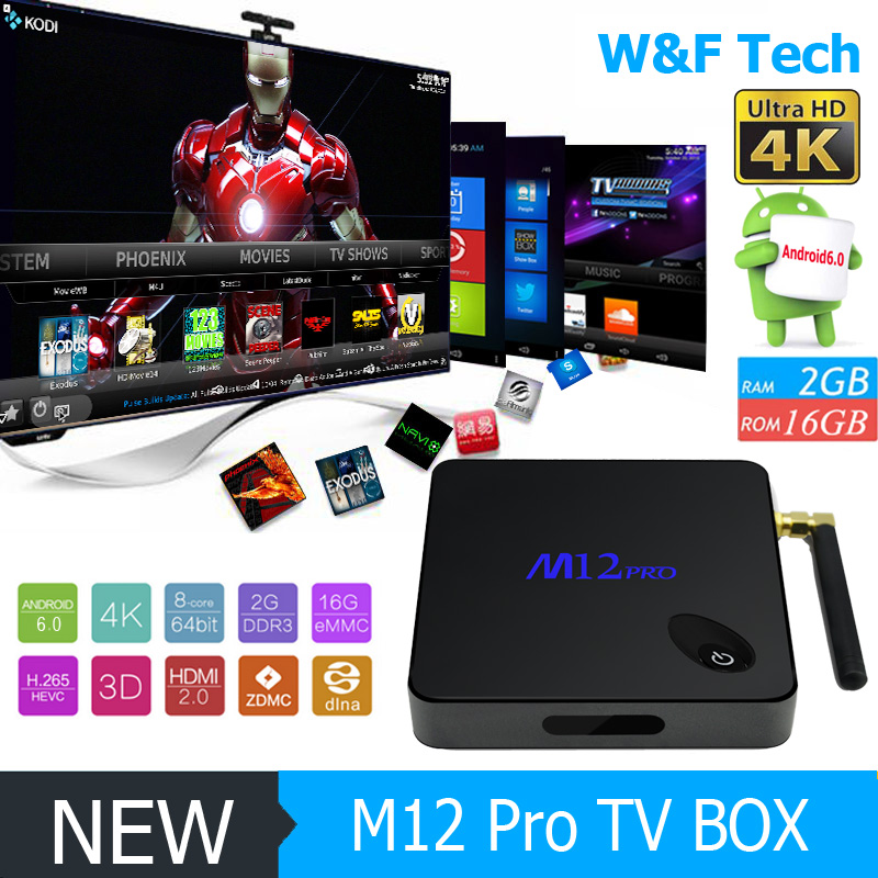Цифровой тв-приемник 2 ГБ ram m12 pro amlogic s912 smart tv box для android 6.0 smart tv box