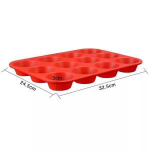 Teglia per Cupcake in Silicone USSE 12 cavità, <span class=keywords><strong>stampo</strong></span> per <span class=keywords><strong>Muffin</strong></span> antiaderente in Silicone Bakeware Tin - Product Image 3