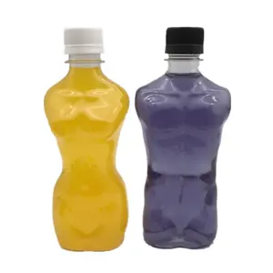 Unique Design Human Male or Female Body Shape PET plastic capsules package bottles for Health Care Beverage Milk Juice Bottle