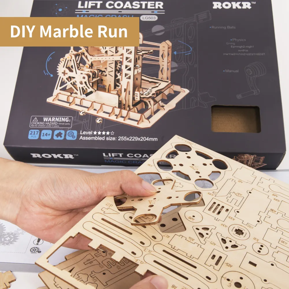 Robotime Rokr Marble Run LG501 Gear Driven STEM Toy Puzzle meccanico in legno 3D