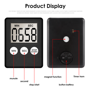 Layar LCD Digital <span class=keywords><strong>Timer</strong></span> Dapur Square Memasak Menghitung Countdown Alarm Jam dengan Magnet - Product Image 4