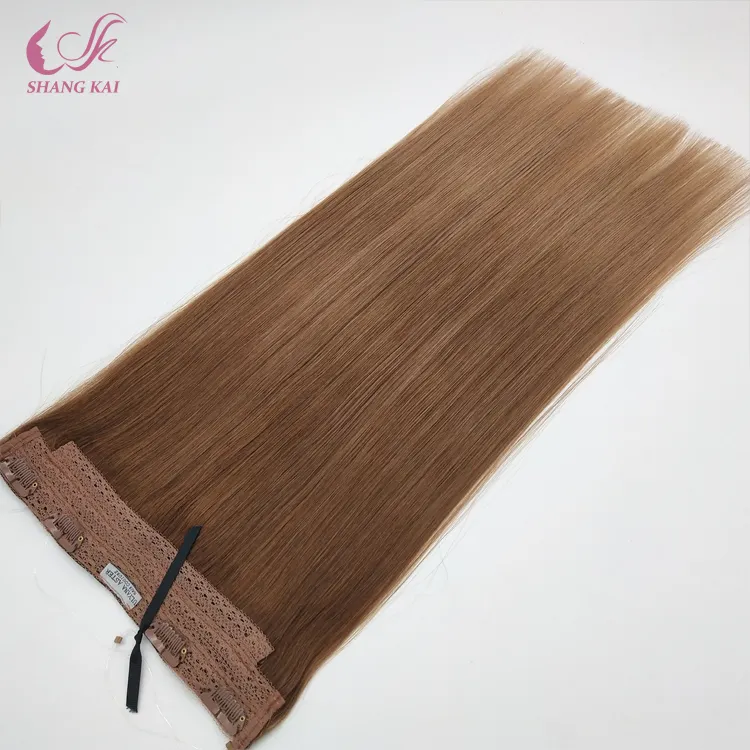 Wholesale Top Quality 100% Natural Human Hair Double Drawn one piece clip Hair Extensions For Woman