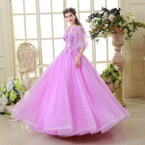 ชุดแต่งงานวินเทจคอกลมสีม่วงอ่อนชุดเจ้าหญิงออร์แกนซ่าสำหรับเวทีสตูดิโอถ่ายภาพ - Product Image 3