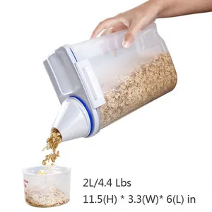 密封大米储存容器不含双酚a的塑料干粮容器谷物储存箱，带倾倒壶嘴量杯