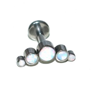 Trang sức khuyên tai cụm đá Opal 5 viên, ren trong, chất liệu Titan Astm F136 - Product Image 3