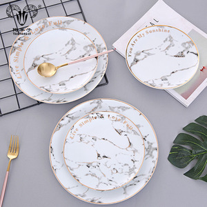 Ensemble <span class=keywords><strong>de</strong></span> plats en céramique en <span class=keywords><strong>marbre</strong></span> craquelé <span class=keywords><strong>de</strong></span> bonne qualité en gros / Assiette à dîner en céramique - Product Image 6