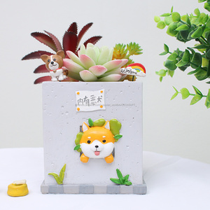 2016 Belle Japonais <span class=keywords><strong>Akita</strong></span> Chien Pet Plante En Forme Décor Plantes Succulentes Pot De Fleur Décorative - Product Image 1
