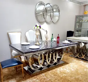 椅子セット高級大理石ステンレスダイニングテーブル中国製家庭用家具
