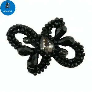 Fashion Wholesale Hand Made Embroidery Pearl Beads Textile Patches Crystal Appliques Flower Patch For Shoes