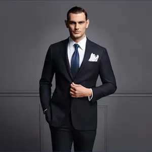 Tùy Chỉnh Thiết Kế Đen Coat Pant Men Suit