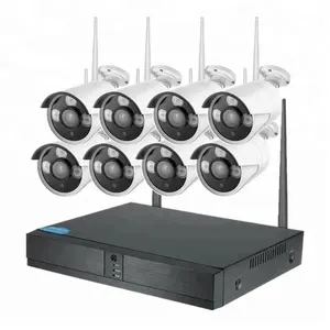 Kit de cámara wifi inalámbrica, 8 canales, 2mp, cctv, ip, sistemas de cámara para el hogar y la Oficina, lote de seguridad