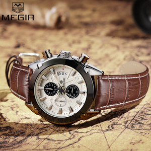 Megir <span class=keywords><strong>2015</strong></span>นาฬิกาควอทซ์ผู้ชาย, นาฬิกาสายหนังหรูหราแฟชั่นกีฬากันน้ำ - Product Image 4
