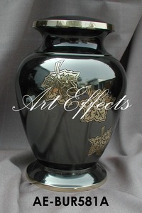 โกศประดับมุกลายใบไม้ทองเหลืองทึบสไตล์ยุโรปสำหรับเก็บขี้เถ้าของมนุษย์ที่ระลึก - Product Image 3