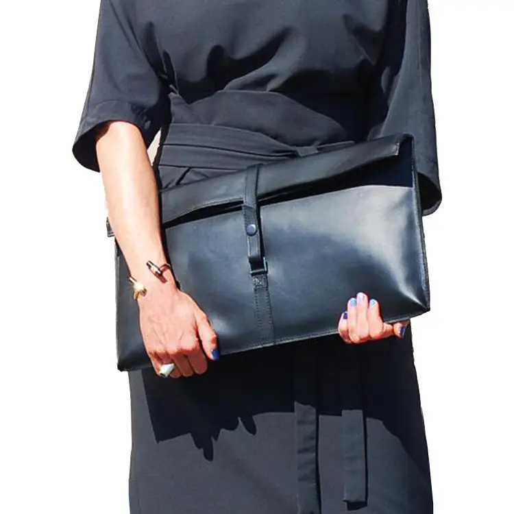 मुड़ा oversized महिलाओं लिफाफा <span class=keywords><strong>क्लच</strong></span> फैशन हाथ बैग असली लेदर थैली बैग के लिए ipad