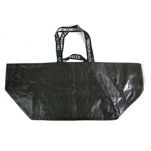 Polypropylene Laminated Bags Custom Embroidered Logo Handles Black Extra Large Laminated PP Woven Tote Bag