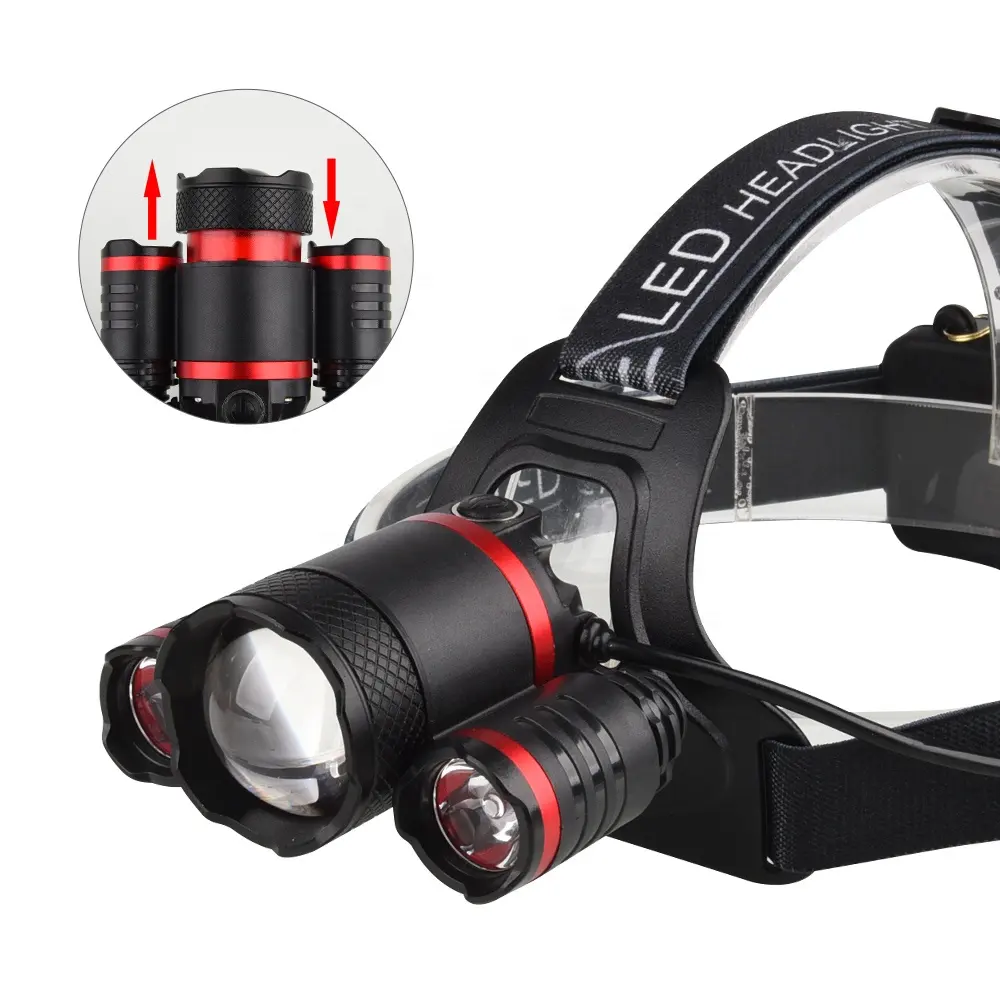 DAINING Lumen T6 wasserdichter wiederauf ladbarer LED-Kopf Taschenlampe zoombarer Scheinwerfer