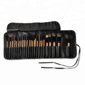 Color <span class=keywords><strong>de</strong></span> madera 24 unids <span class=keywords><strong>maquillaje</strong></span> cepillo cosméticos conjunto Kit <span class=keywords><strong>de</strong></span> embalado <span class=keywords><strong>de</strong></span> cuero caso - Product Image 1