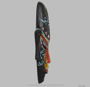 Resina imitación madera africano 3d máscaras tribales decoración de la pared - Product Image 2